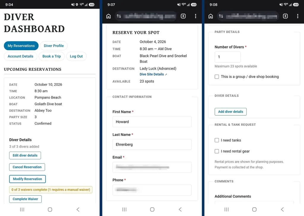Mobile view for customer flow